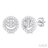 1/6 Ctw Petite Smiley Round Cut Diamond Fashion Stud Earring in 10K White Gold