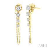 1/2 Ctw Journey Round Cut Diamond Fashion Long Chain Earring in 14K Yellow Gold