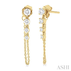 1/2 Ctw Journey Round Cut Diamond Fashion Long Chain Earring in 14K Yellow Gold 1/2 Ctw Journey Round Cut Diamond Fashion Long Chain Earring in 14K Yellow Gold