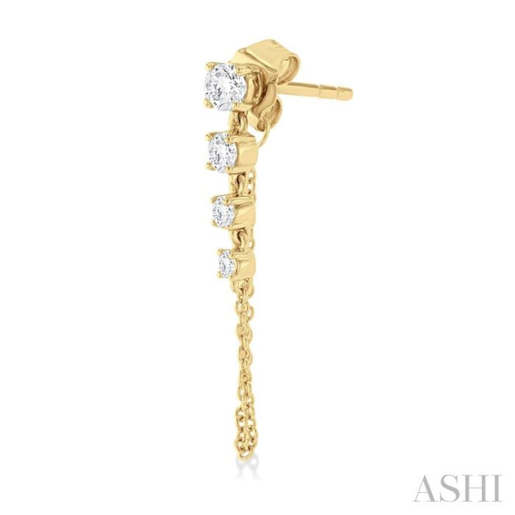 1/2 Ctw Journey Round Cut Diamond Fashion Long Chain Earring in 14K Yellow Gold 1/2 Ctw Journey Round Cut Diamond Fashion Long Chain Earring in 14K Yellow Gold