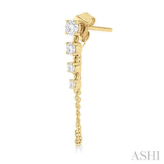 1/2 Ctw Journey Round Cut Diamond Fashion Long Chain Earring in 14K Yellow Gold 1/2 Ctw Journey Round Cut Diamond Fashion Long Chain Earring in 14K Yellow Gold