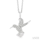 1/6 Ctw Petite Hummingbird Round Cut Diamond Fashion Pendant With Chain in 10K White Gold
