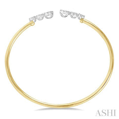 3/4 Ctw Round Cut Lovebright Diamond Open Cuff Bangle in 14K Yellow and White Gold 3/4 Ctw Round Cut Lovebright Diamond Open Cuff Bangle in 14K Yellow and White Gold