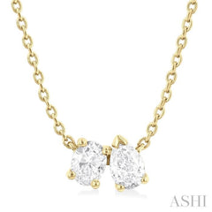 1/3 Ctw Toi Et Moi Oval and Pear Cut Diamond Pendant in 14K Yellow Gold 1/3 Ctw Toi Et Moi Oval and Pear Cut Diamond Pendant in 14K Yellow Gold