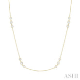 1 1/2 Ctw Three Stone Bezel Set Round Cut Diamond Station Necklace in 14K Yellow Gold