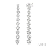 1/2 Ctw Round Cut Diamond Riviera Drop Earrings in 14K White Gold