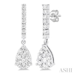 5/8 ctw Pear Drop Round Cut Diamond Earring in 14K White Gold 5/8 ctw Pear Drop Round Cut Diamond Earring in 14K White Gold