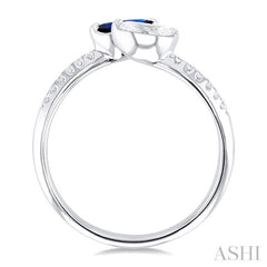 6x3 MM Marquise Cut Sapphire and 1/3 ctw Marquise & Round Cut Diamond Toi Et Moi Precious Fashion Ring in 14K White Gold 6x3 MM Marquise Cut Sapphire and 1/3 ctw Marquise & Round Cut Diamond Toi Et Moi Precious Fashion Ring in 14K White Gold