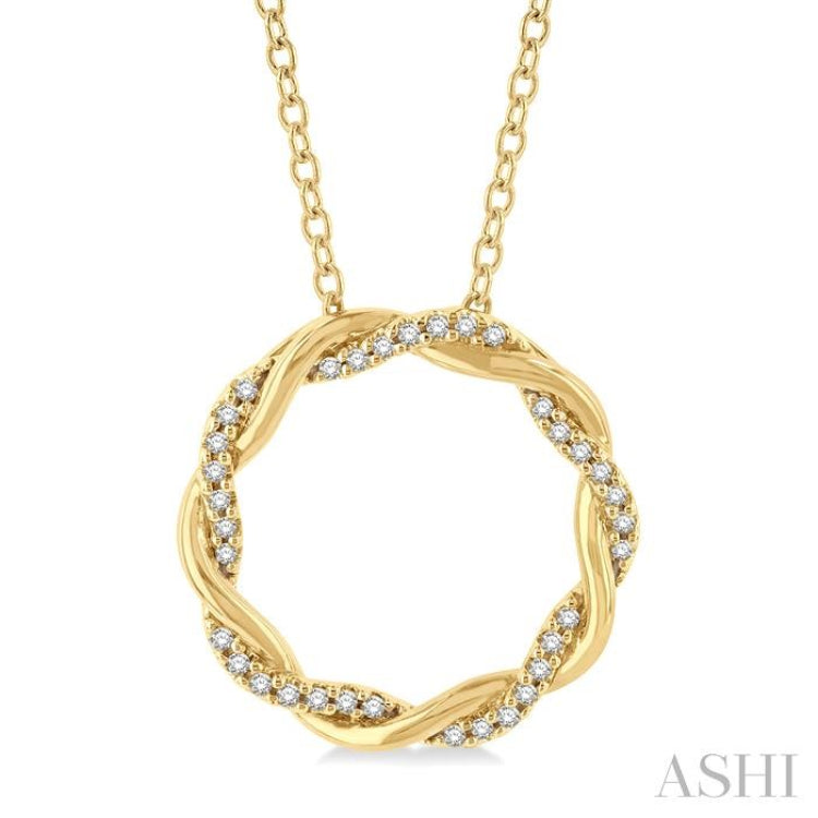 1/10 Ctw Entwined Circle Round Cut Diamond Geometric Fashion Pendant With Chain in 10K Yellow Gold 1/10 Ctw Entwined Circle Round Cut Diamond Geometric Fashion Pendant With Chain in 10K Yellow Gold