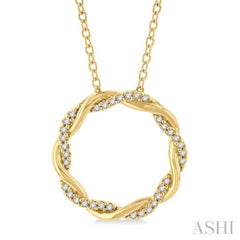 1/10 Ctw Entwined Circle Round Cut Diamond Geometric Fashion Pendant With Chain in 10K Yellow Gold 1/10 Ctw Entwined Circle Round Cut Diamond Geometric Fashion Pendant With Chain in 10K Yellow Gold