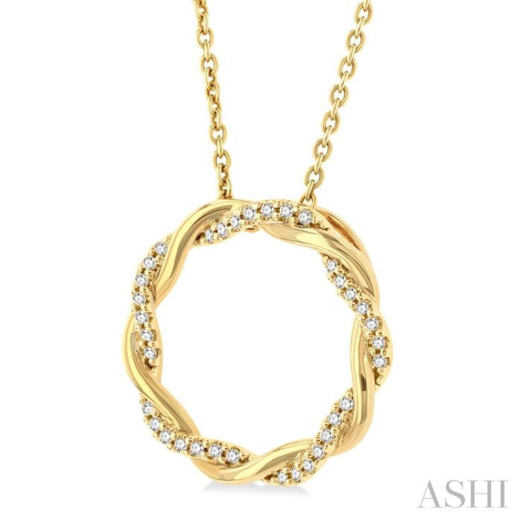1/10 Ctw Entwined Circle Round Cut Diamond Geometric Fashion Pendant With Chain in 10K Yellow Gold 1/10 Ctw Entwined Circle Round Cut Diamond Geometric Fashion Pendant With Chain in 10K Yellow Gold