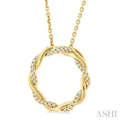 1/10 Ctw Entwined Circle Round Cut Diamond Geometric Fashion Pendant With Chain in 10K Yellow Gold 1/10 Ctw Entwined Circle Round Cut Diamond Geometric Fashion Pendant With Chain in 10K Yellow Gold