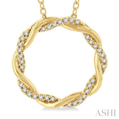 1/10 Ctw Entwined Circle Round Cut Diamond Geometric Fashion Pendant With Chain in 10K Yellow Gold 1/10 Ctw Entwined Circle Round Cut Diamond Geometric Fashion Pendant With Chain in 10K Yellow Gold