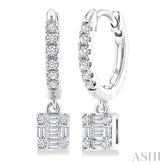 1/3 Ctw Petite Square Shape Fusion Diamond Fashion Huggies in 10K White Gold