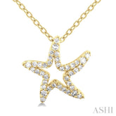 1/6 Ctw Petite Starfish Frame Round Cut Diamond Fashion Pendant With Chain in 10K Yellow Gold