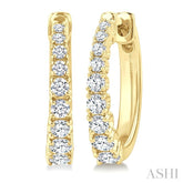 1/2 Ctw Graduated Round Cut Diamond Fashion Hoop Earrings in 14K Yellow Gold