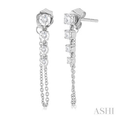 1/2 Ctw Journey Round Cut Diamond Fashion Long Chain Earring in 14K White Gold 1/2 Ctw Journey Round Cut Diamond Fashion Long Chain Earring in 14K White Gold