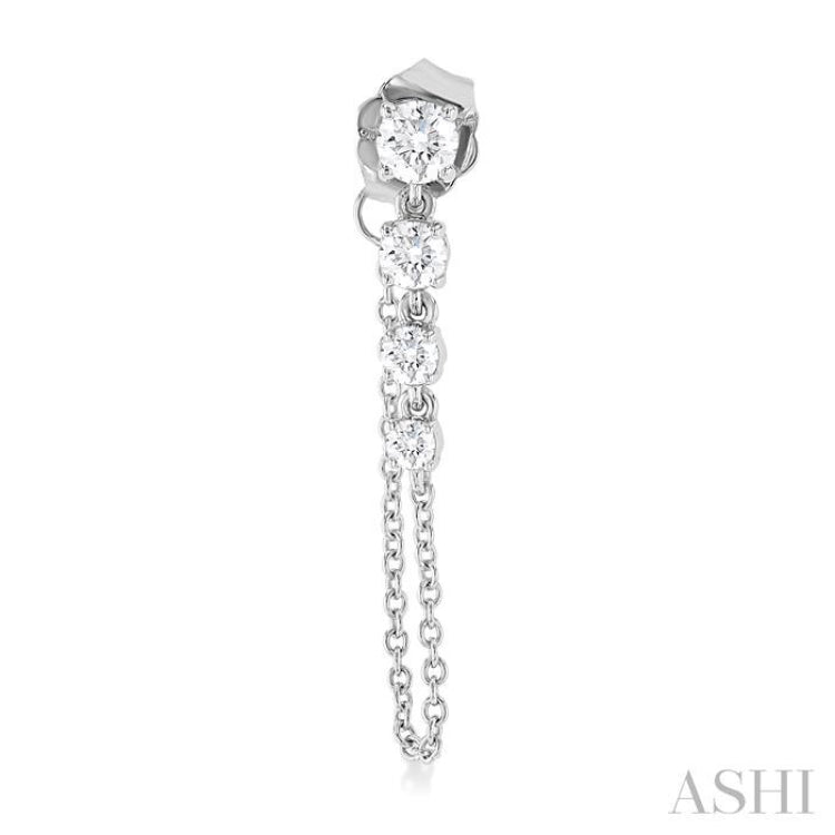 1/2 Ctw Journey Round Cut Diamond Fashion Long Chain Earring in 14K White Gold 1/2 Ctw Journey Round Cut Diamond Fashion Long Chain Earring in 14K White Gold