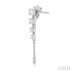 1/2 Ctw Journey Round Cut Diamond Fashion Long Chain Earring in 14K White Gold 1/2 Ctw Journey Round Cut Diamond Fashion Long Chain Earring in 14K White Gold