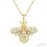 1/5 Ctw Petite Bumble Bee Round Cut Diamond Fashion Pendant With Chain in 10K Yellow Gold