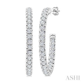 1 Ctw French Pave Set Round Cut Diamond Fashion Half Hoop Earrings in 14K White Gold