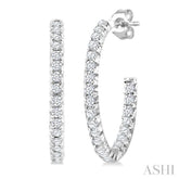 1/2 Ctw French Pave Set Round Cut Diamond Fashion Half Hoop Earrings in 14K White Gold
