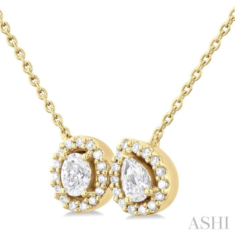 3/8 Ctw Toi Et Moi Diamond Pendant in 14K Yellow Gold 3/8 Ctw Toi Et Moi Diamond Pendant in 14K Yellow Gold