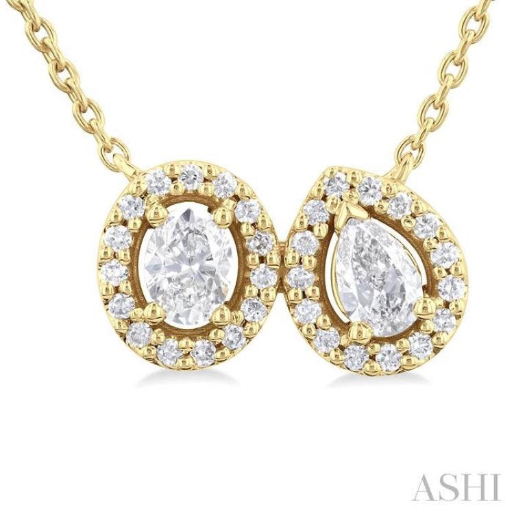 3/8 Ctw Toi Et Moi Diamond Pendant in 14K Yellow Gold 3/8 Ctw Toi Et Moi Diamond Pendant in 14K Yellow Gold