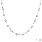 4 Ctw Bezel Set Round Cut Diamond Station Necklace in 14K White Gold