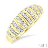 1/5 Ctw Ribbed Dome Shape Round Cut Diamond Fashion Ring in 10K Yellow Gold