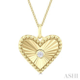 1/20 Ctw Heart fluted medallion Round Cut Diamond Pirouette Pendant With Chain in 10K Yellow Gold