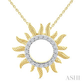 1/4 Ctw Textured Sunburst Round Cut Diamond Pirouette Fashion Pendant With Chain in 10K Yellow Gold
