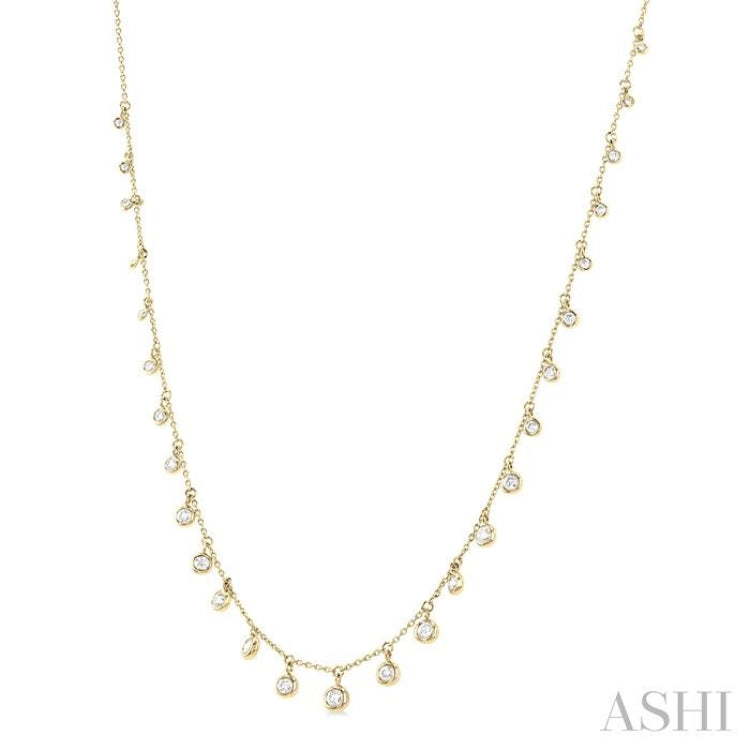 5/8 Ctw Bezel Set Round Cut Diamond Station Necklace in 14K Yellow Gold 5/8 Ctw Bezel Set Round Cut Diamond Station Necklace in 14K Yellow Gold