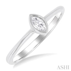 1/6 Ctw Petite Bezel Set Marquise Cut Diamond Fashion Ring in 10K White Gold 1/6 Ctw Petite Bezel Set Marquise Cut Diamond Fashion Ring in 10K White Gold