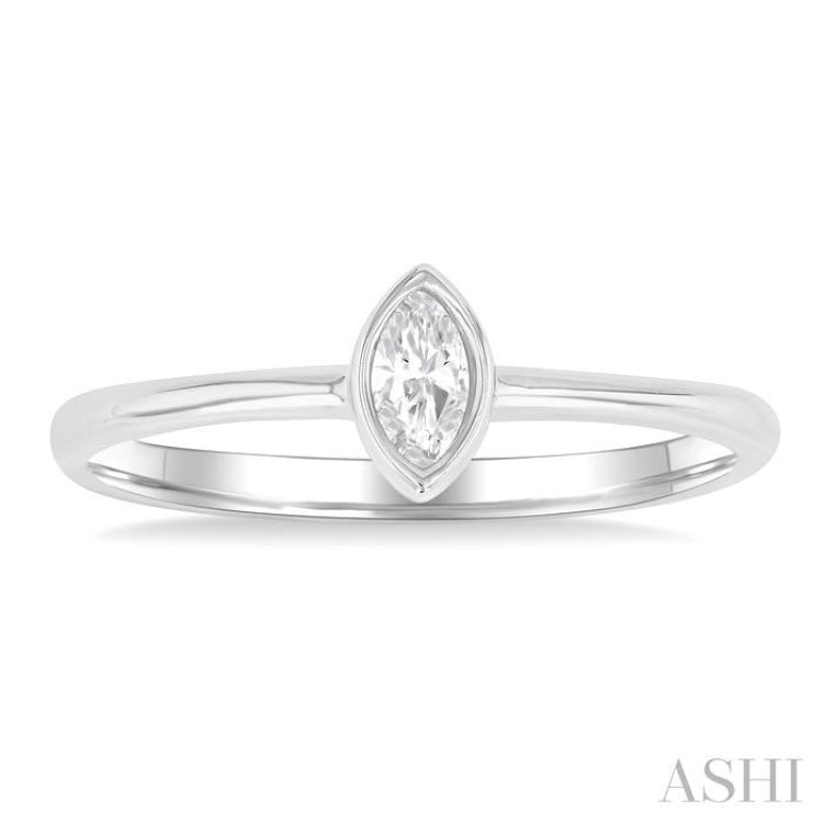 1/6 Ctw Petite Bezel Set Marquise Cut Diamond Fashion Ring in 10K White Gold 1/6 Ctw Petite Bezel Set Marquise Cut Diamond Fashion Ring in 10K White Gold