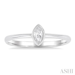 1/6 Ctw Petite Bezel Set Marquise Cut Diamond Fashion Ring in 10K White Gold 1/6 Ctw Petite Bezel Set Marquise Cut Diamond Fashion Ring in 10K White Gold