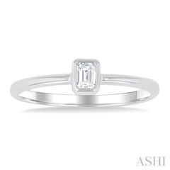 1/6 Ctw Petite Bezel Set Emerald Cut Diamond Fashion Ring in 10K White Gold 1/6 Ctw Petite Bezel Set Emerald Cut Diamond Fashion Ring in 10K White Gold