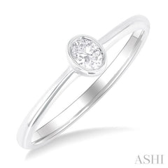 1/6 Ctw Petite Bezel Set Oval Cut Diamond Fashion Ring in 10K White Gold 1/6 Ctw Petite Bezel Set Oval Cut Diamond Fashion Ring in 10K White Gold
