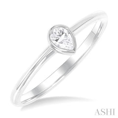 1/6 Ctw Petite Bezel Set Pear Cut Diamond Fashion Ring in 10K White Gold 1/6 Ctw Petite Bezel Set Pear Cut Diamond Fashion Ring in 10K White Gold