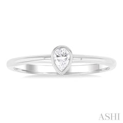 1/6 Ctw Petite Bezel Set Pear Cut Diamond Fashion Ring in 10K White Gold 1/6 Ctw Petite Bezel Set Pear Cut Diamond Fashion Ring in 10K White Gold