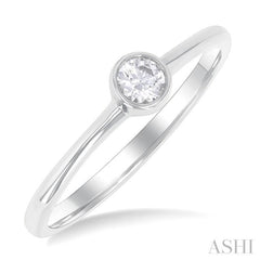 1/6 Ctw Petite Bezel Set Round Cut Diamond Fashion Ring in 10K White Gold 1/6 Ctw Petite Bezel Set Round Cut Diamond Fashion Ring in 10K White Gold