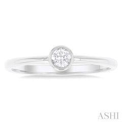 1/6 Ctw Petite Bezel Set Round Cut Diamond Fashion Ring in 10K White Gold 1/6 Ctw Petite Bezel Set Round Cut Diamond Fashion Ring in 10K White Gold