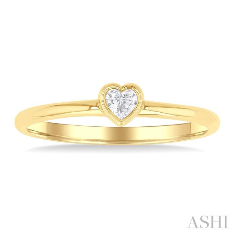 1/6 Ctw Petite Bezel Set Heart Shape Diamond Fashion Ring in 10K Yellow Gold 1/6 Ctw Petite Bezel Set Heart Shape Diamond Fashion Ring in 10K Yellow Gold