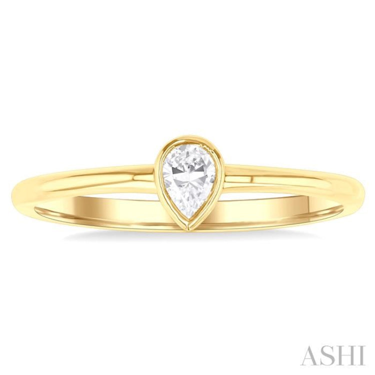 1/6 Ctw Petite Bezel Set Pear Cut Diamond Fashion Ring in 10K Yellow Gold 1/6 Ctw Petite Bezel Set Pear Cut Diamond Fashion Ring in 10K Yellow Gold