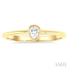 1/6 Ctw Petite Bezel Set Pear Cut Diamond Fashion Ring in 10K Yellow Gold 1/6 Ctw Petite Bezel Set Pear Cut Diamond Fashion Ring in 10K Yellow Gold