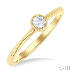 1/6 Ctw Petite Bezel Set Round Cut Diamond Fashion Ring in 10K Yellow Gold 1/6 Ctw Petite Bezel Set Round Cut Diamond Fashion Ring in 10K Yellow Gold