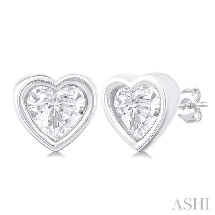 1/5 Ctw Petite Bezel Set Heart Shape Diamond Fashion Stud Earring in 10K White Gold 1/5 Ctw Petite Bezel Set Heart Shape Diamond Fashion Stud Earring in 10K White Gold