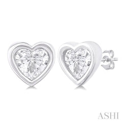 1/5 Ctw Petite Bezel Set Heart Shape Diamond Fashion Stud Earring in 10K White Gold 1/5 Ctw Petite Bezel Set Heart Shape Diamond Fashion Stud Earring in 10K White Gold