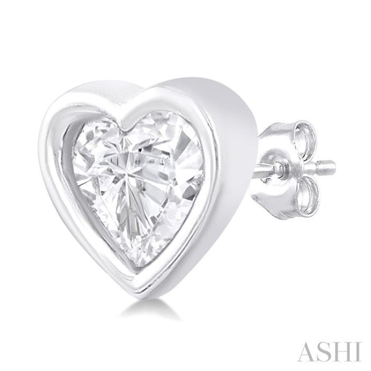 1/5 Ctw Petite Bezel Set Heart Shape Diamond Fashion Stud Earring in 10K White Gold 1/5 Ctw Petite Bezel Set Heart Shape Diamond Fashion Stud Earring in 10K White Gold