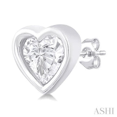 1/5 Ctw Petite Bezel Set Heart Shape Diamond Fashion Stud Earring in 10K White Gold 1/5 Ctw Petite Bezel Set Heart Shape Diamond Fashion Stud Earring in 10K White Gold